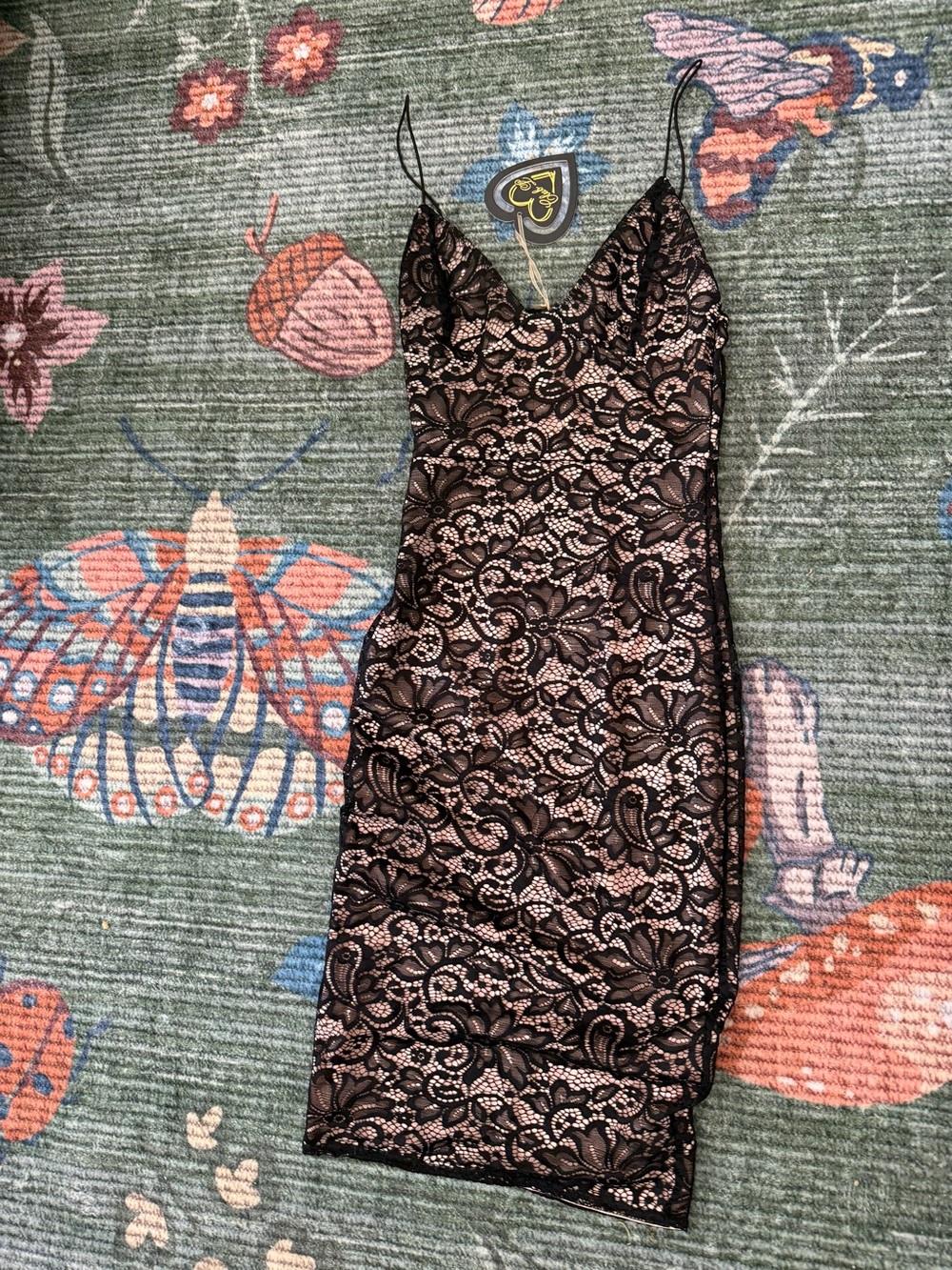 Black Floral Lace Dress Overlay